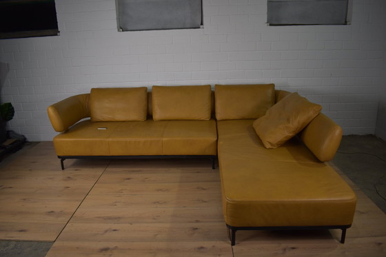 Image 1 of Lederen bank met elektrische zitdiepteverstelling Lederen hoekbank Sofa Hoekbank