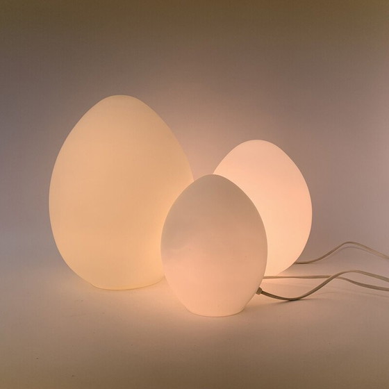 Image 1 of Set van 3 vintage Domec Luminance glazen tafellampen, 1970