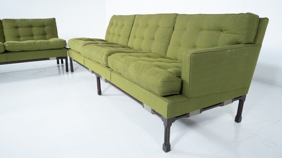 Image 1 of Mid Century Modern Groene Modulaire Sofa, Italië, 1970S - Originele Stoffering