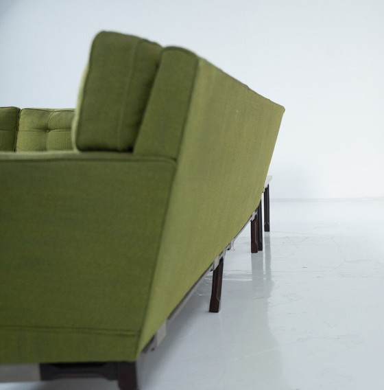 Image 1 of Mid Century Modern Groene Modulaire Sofa, Italië, 1970S - Originele Stoffering