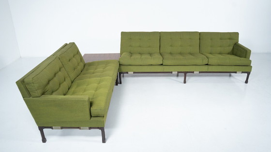 Image 1 of Mid Century Modern Groene Modulaire Sofa, Italië, 1970S - Originele Stoffering