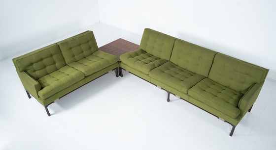 Image 1 of Mid Century Modern Groene Modulaire Sofa, Italië, 1970S - Originele Stoffering