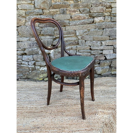 Image 1 of Paar vintage Thonet n 28 hart stoelen in groen kunstleer