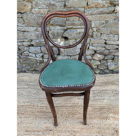 Image 1 of Paar vintage Thonet n 28 hart stoelen in groen kunstleer