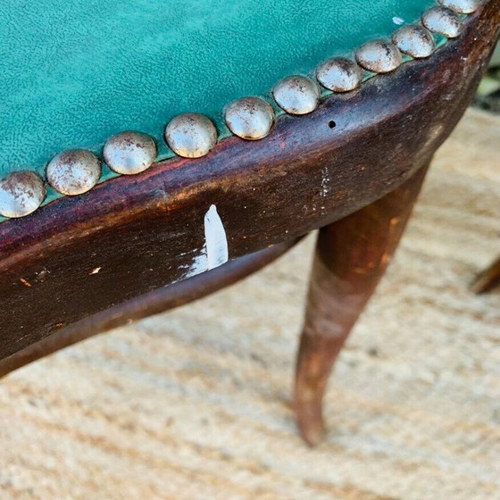 Image 1 of Paar vintage Thonet n 28 hart stoelen in groen kunstleer