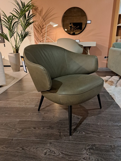 Charlotte Fauteuil - Olijfgroen York Leer 5121 - Boconcept