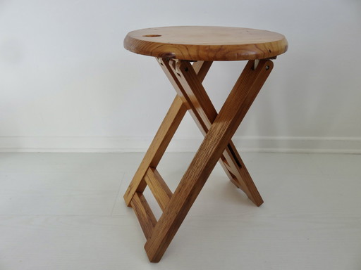 Opvouwbaar krukje in de stijl van Adrian Reed of Roger Tallon, jaren 70-80