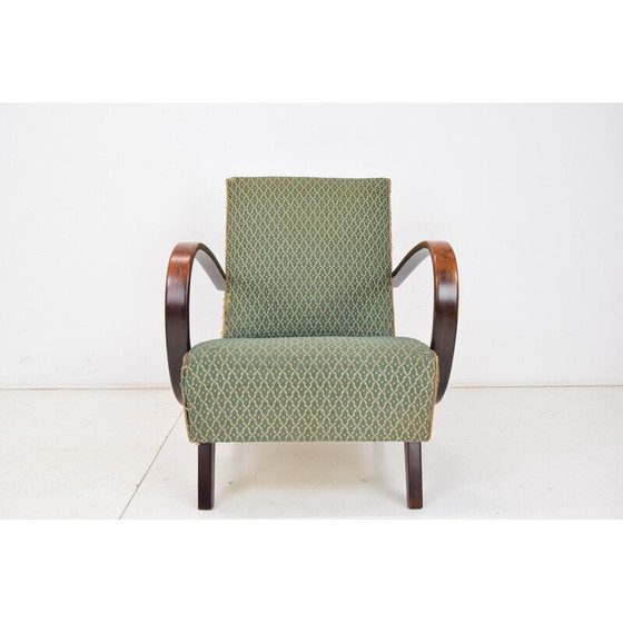 Image 1 of Vintage fauteuil in hout en stof van Jindrich Halabala, Tsjecho-Slowakije 1950
