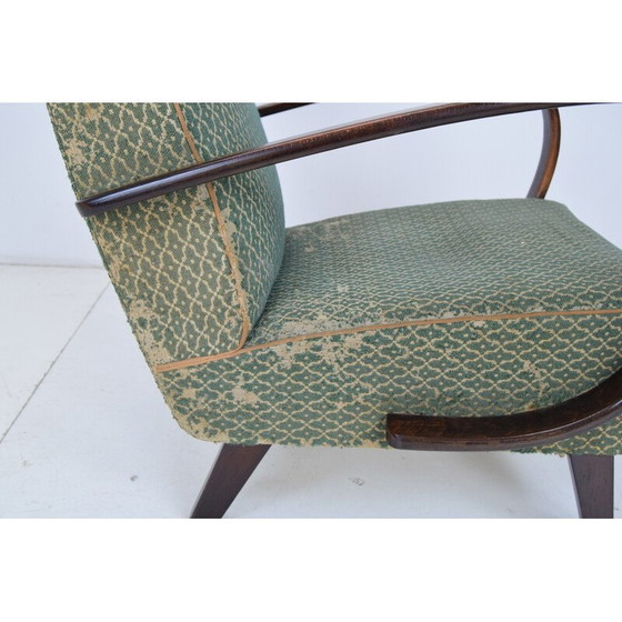 Image 1 of Vintage fauteuil in hout en stof van Jindrich Halabala, Tsjecho-Slowakije 1950