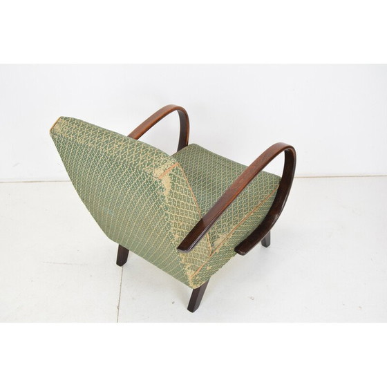 Image 1 of Vintage fauteuil in hout en stof van Jindrich Halabala, Tsjecho-Slowakije 1950