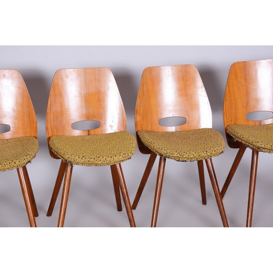 Image 1 of Set van 4 vintage walnoten stoelen van Frantisek Jirak voor Tatra Nabytok, Tsjechië 1950