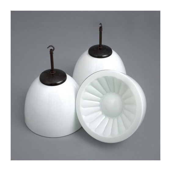 Image 1 of Vintage opaal glazen hanglamp, Tsjecho-Slowakije