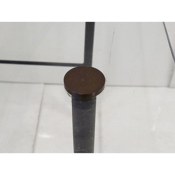 Image 1 of Vintage glazen en zwart gelakt metalen bijzettafeltje, 1950