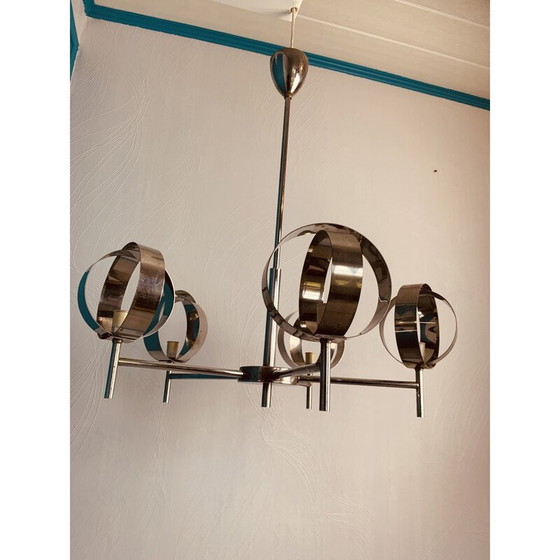 Image 1 of Vintage chromen kroonluchter met 5 bollen