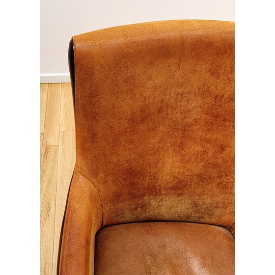 Image 1 of Vintage fauteuil in hout en fluweel