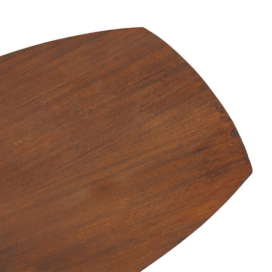 Image 1 of Vintage salontafel van teak gefineerd multiplex en metaal met tijdschriftenrek, Italië 1950