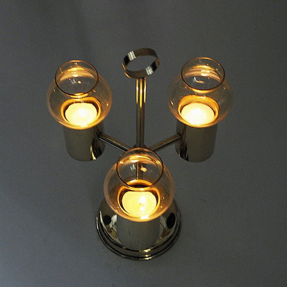 Image 1 of Noorse vintage messing kandelaar met drie armen van Odel Messing, jaren 1960