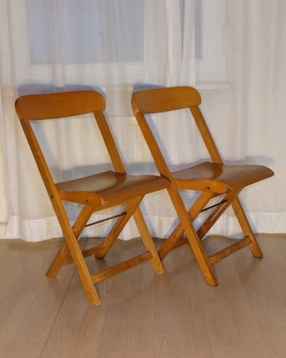 Image 1 of 2 Vouwstoelen Vouwstoel Beuken 50s Mid Century Vintage Uk3Aeb