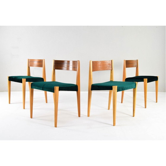 Image 1 of Set van 4 vintage stoelen van teak en beuken, 1960