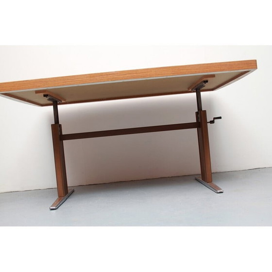 Image 1 of Vintage verstelbare salontafel in hoogte met inleg, jaren 1960