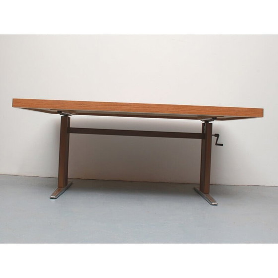 Image 1 of Vintage verstelbare salontafel in hoogte met inleg, jaren 1960