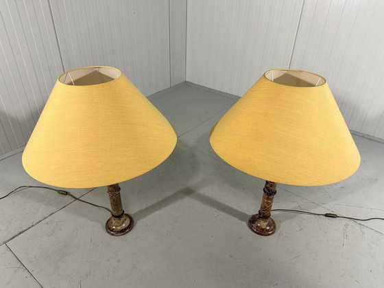 Image 1 of Set Van 2 Grote Marmeren Tafellampen 1970'S