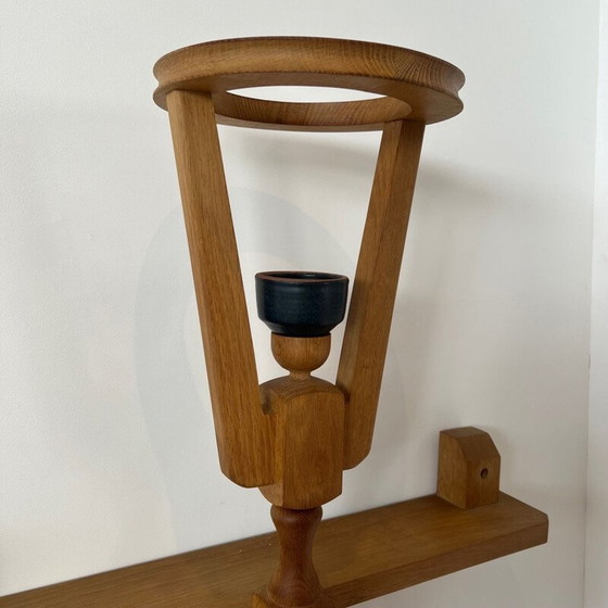 Image 1 of Vintage eiken wandlamp van Guillerme et Chambron, Frankrijk 1960