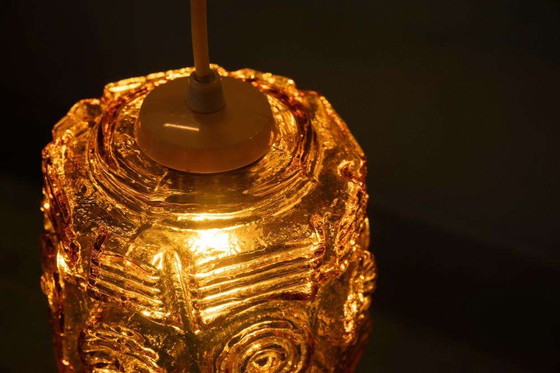 Image 1 of Vintage glazen hanglamp Vitrika, amber midcentury pendant