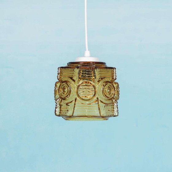 Image 1 of Vintage glazen hanglamp Vitrika, amber midcentury pendant