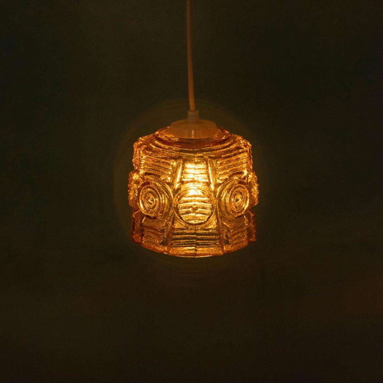 Image 1 of Vintage glazen hanglamp Vitrika, amber midcentury pendant