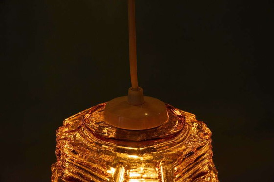 Image 1 of Vintage glazen hanglamp Vitrika, amber midcentury pendant