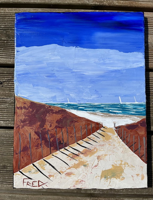 Het strand - acryl Door Frédéric Cadiou