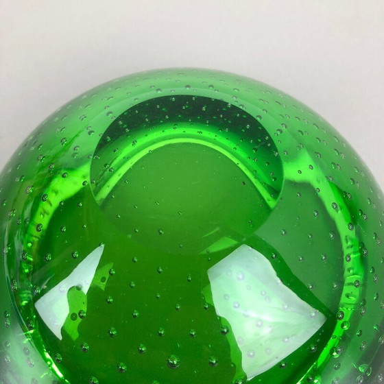 Image 1 of Vintage asbak in groen Bullicante glas uit Murano, Italië 1970