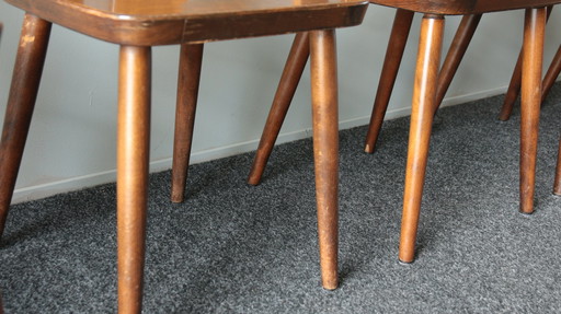 6x Vintage Brutalistische caféstoelen
