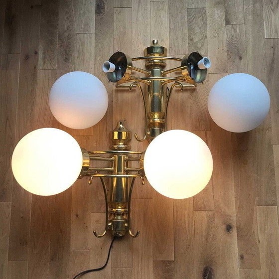 Image 1 of Vintage messing bistro wandlamp