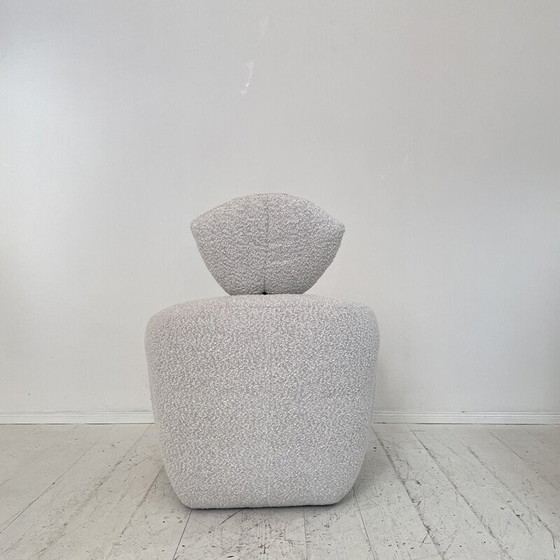 Image 1 of Vintage fauteuil in witte boucle stof, Italië 1981