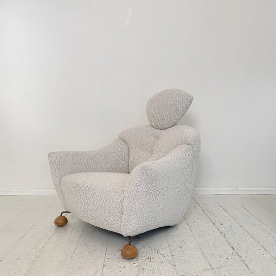 Image 1 of Vintage fauteuil in witte boucle stof, Italië 1981