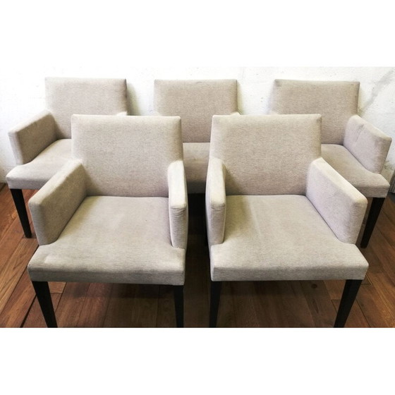 Image 1 of Vintage Anna fauteuil in massief hout en grijze stof