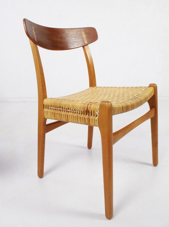 Image 1 of Zeldzame set van 4 eetkamerstoelen CH 23 van Hans J Wegner voor Carl Hansen & Son, Denemarken jaren 50