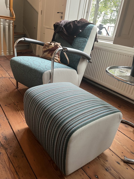 Image 1 of 2x Leolux Scylla Design Fauteuils + Hocker