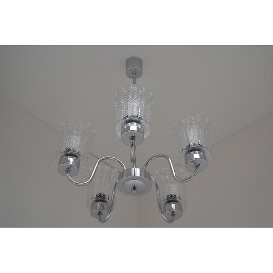 Image 1 of Mid-century Chromen kroonluchter Jilove u Decina,jaren 1970
