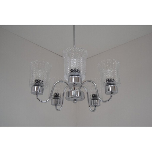 Mid-century Chromen kroonluchter Jilove u Decina,jaren 1970