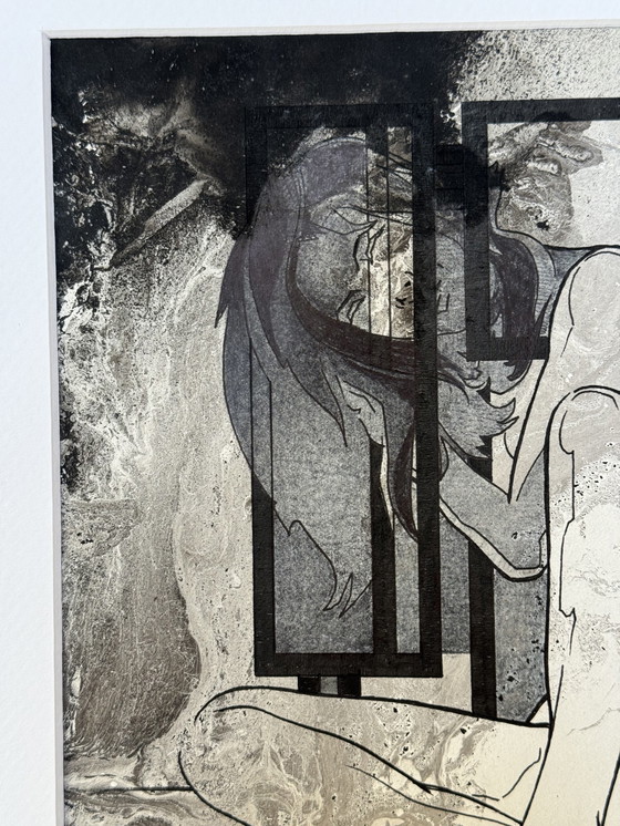 Image 1 of Eugène Eechaut (1928-2019) - Inktcompositie met een naakte vrouw (1982)