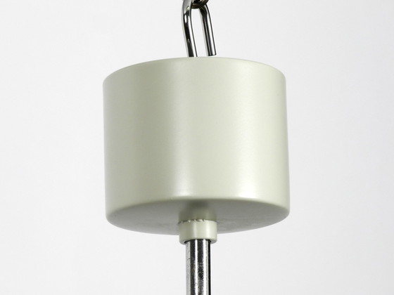 Image 1 of Mooie Ongebruikte 1960S Atomic Space Age Kaiser Leuchten Metalen Plafondlamp Met 12 Glazen Bollen In Licht Grijs