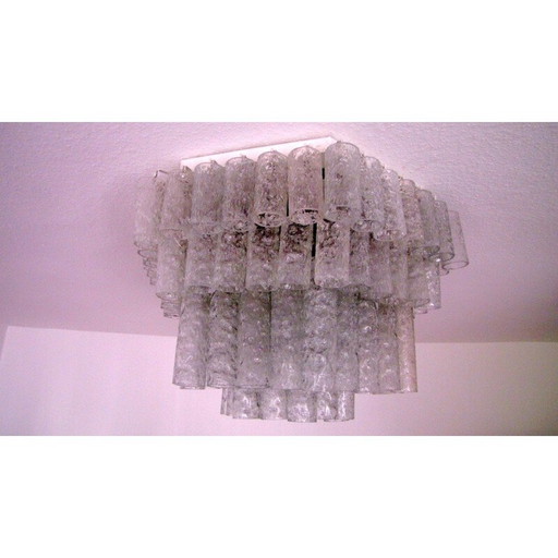 Vintage Duitse ijsglazen buiskroonluchter van Doria Leuchten