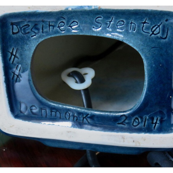 Image 1 of Vintage blauw geëmailleerde zandstenen lamp voor Désirée Stentoj, Danemak 1965