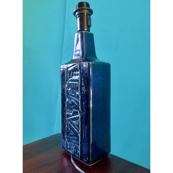 Image 1 of Vintage blauw geëmailleerde zandstenen lamp voor Désirée Stentoj, Danemak 1965