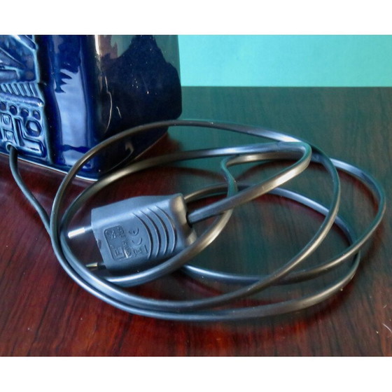 Image 1 of Vintage blauw geëmailleerde zandstenen lamp voor Désirée Stentoj, Danemak 1965