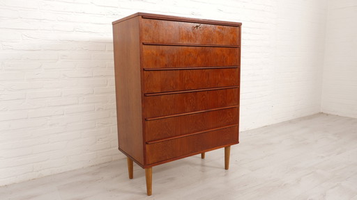 Vintage Deense Ladekast | Teak | 6 Lades | 107 Cm
