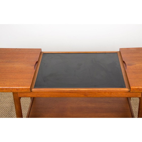 Image 1 of Vintage teakhouten uitschuifbare trolleytafel met twee etages, Deens 1960